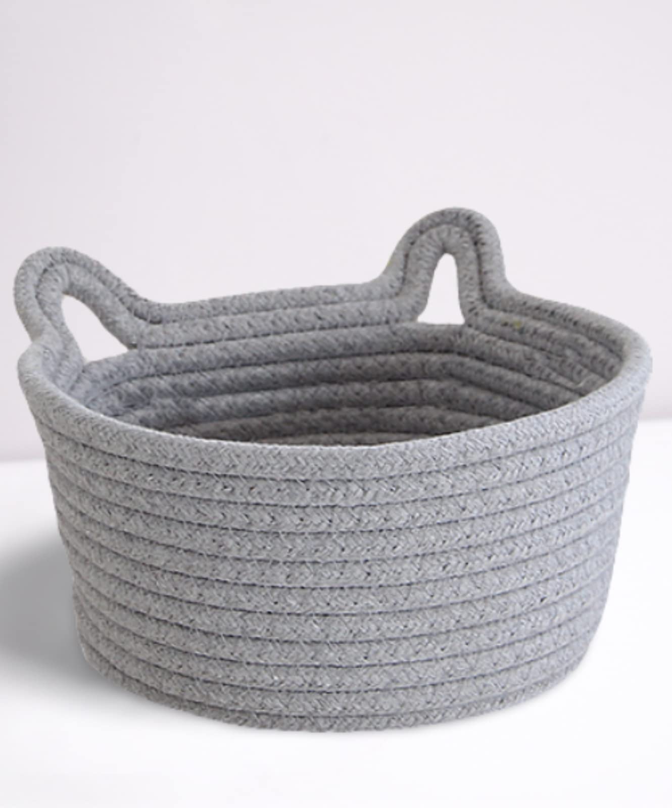 Cafshion - Organizador de juguetes para orejas de gato pequeñas, cesta de cuerda de algodón tejida, contenedores decorativos para guardería y cajas, cesta de regalo vacía para almacenamiento de