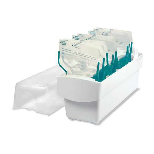 Organizador de Almacenamiento The First Years Blanco para Congelador de Leche Materna, Capacidad para 10 Bolsas, Esencial para Lactancia Materna