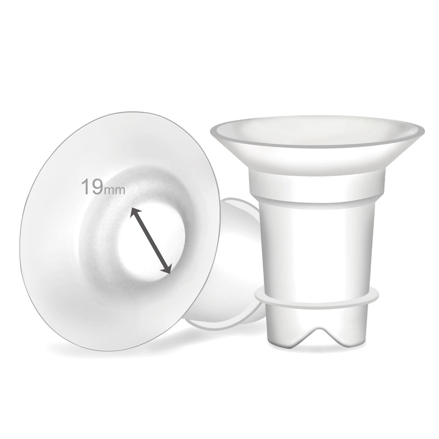 Insertos de Embudo Maymom 19 mm, Compatible con Medela Freestyle, Harmony Shields, Compatible con Flanges Spectra 24 mm, Compatible con Momcozy/Willow Wearable Cup, Reduce el conducto del pezón de 24 mm a 19 mm; 2 piezas/cada uno