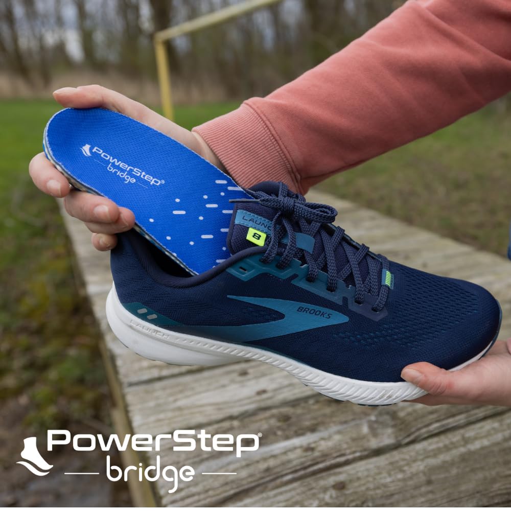 Plantillas PowerStep Azul Blanco con Soporte de Arco Adaptable para Alivio de Fascitis Plantar para Hombre y Mujer