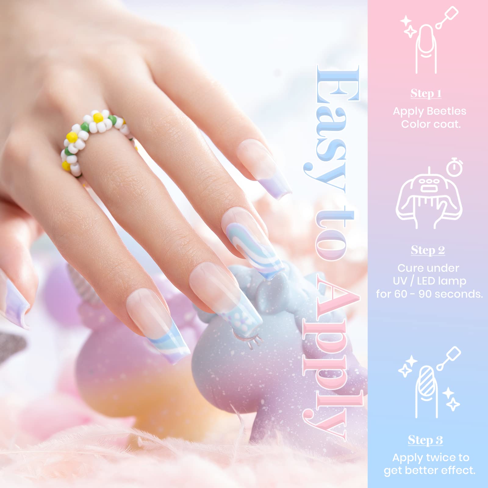 Beetles Pastel Esmalte en Gel Set - Esmalte en Gel Primavera Verano 2022 Pascua Pastel Rosa Amarillo Azul Gel Polaco Empapa Lámpara LED de Uñas Kits de Uñas de Gel Decoraciones de Pascua Caja de Regalos de Arte de Uñas