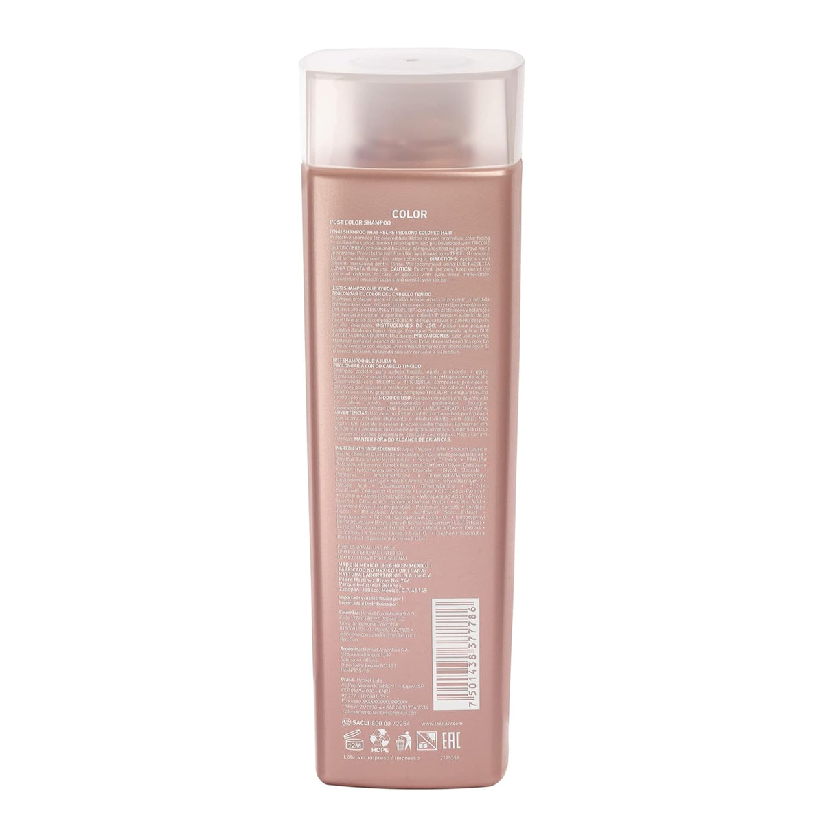 Shampoo TEC ITALY Rojo Prolonga el Color para Cabello Teñido
