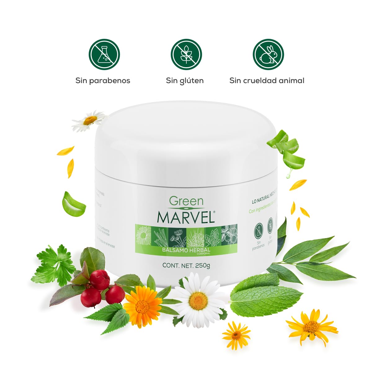 Green Marvel Bálsamo Herbal Corporal Natural 250g 4 Pack