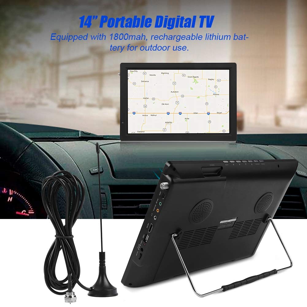 Televisión Digital Portátil ATSC 1080P HD con Soporte Plegable para Automóvil y Hogar