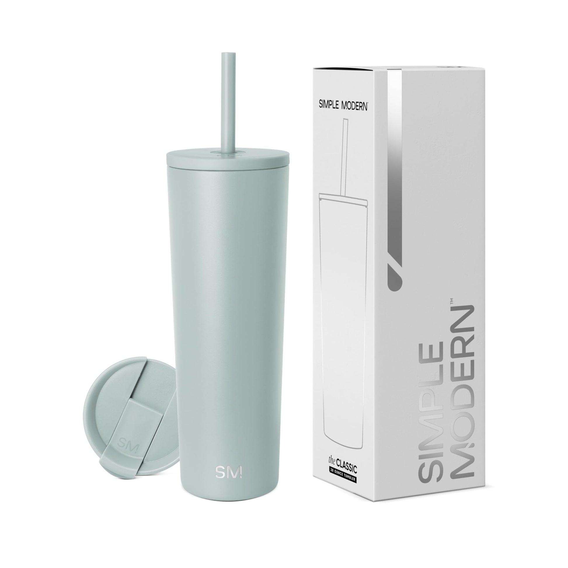 Vaso Térmico Simple Modern Sea Glass Sage Reutilizable de Acero Inoxidable para Viajes