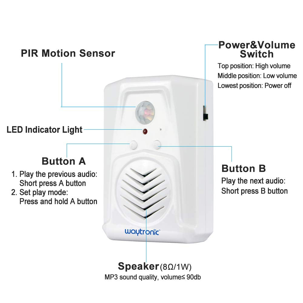 Timbre de Bienvenida Waytronic con Sensor de Movimiento PIR para Tienda de Navidad y Archivos de Audio MP3