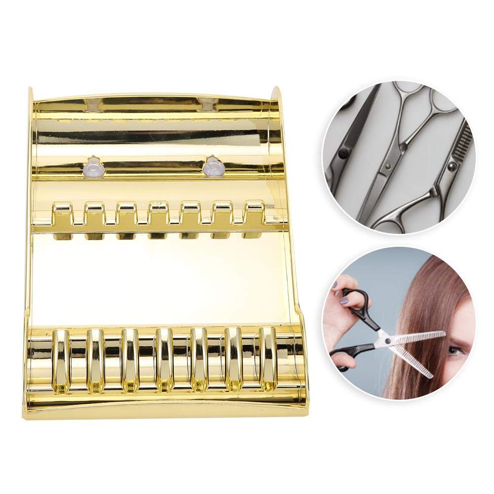 Soporte tijeras peluquería ABS con doble ventosa, oro