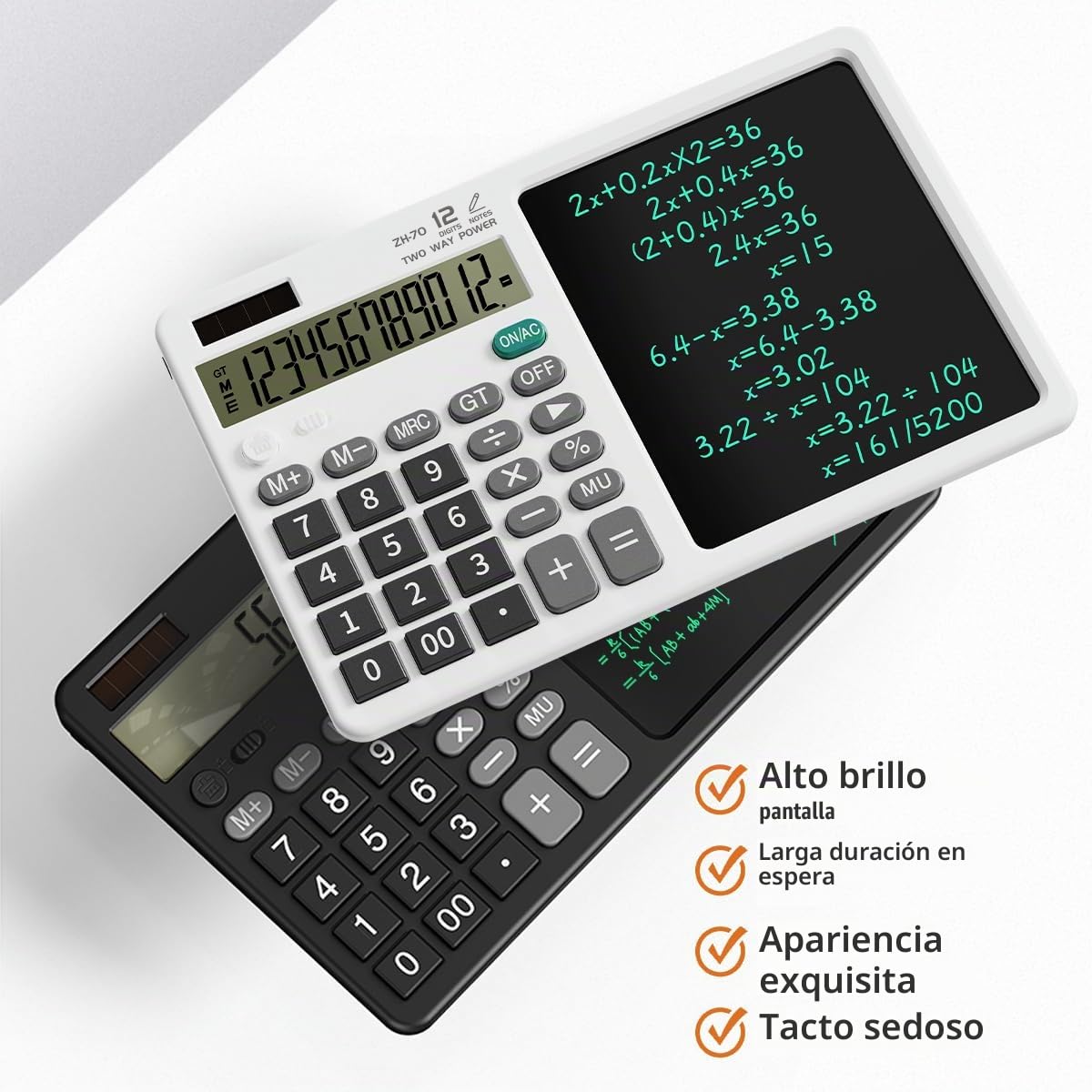 Calculadora de Escritorio DPEDUAI Blanco con Tablero de Notas LCD de 12 Dígitos y 2 Lápices Ópticos Integrados