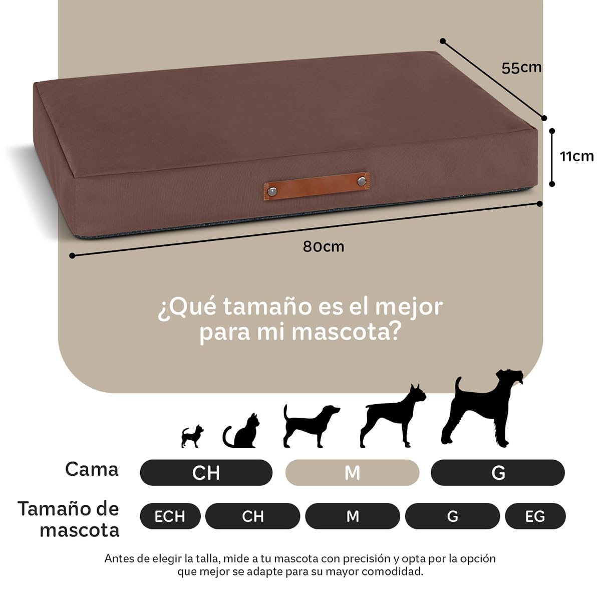 Cama Antiestrés de Foam Esquimal Café Mediana para Perro y Gato