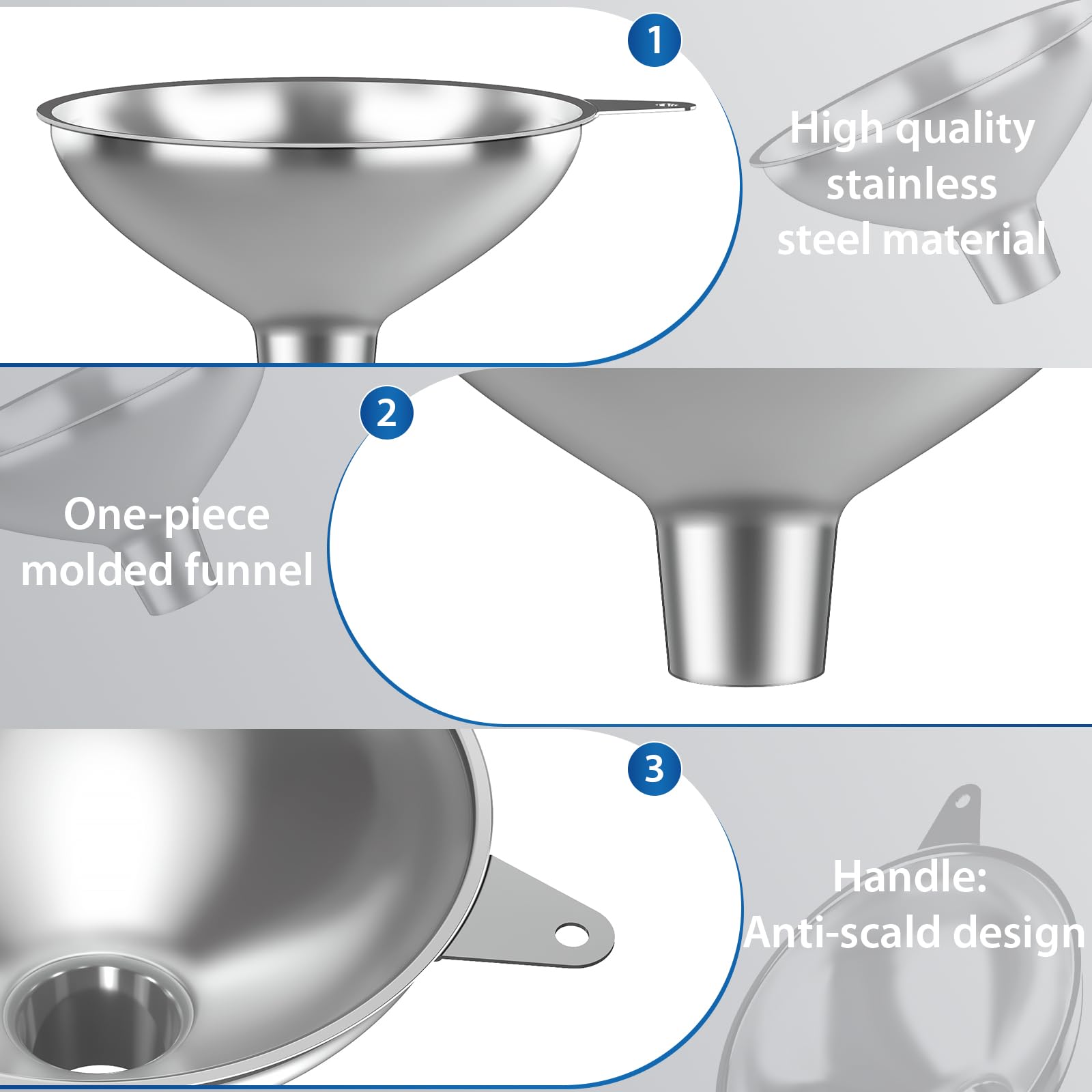Embudo de Acero Inoxidable Nomatox Plata con Filtro de Malla para Cocina y Botellas de Boca Ancha