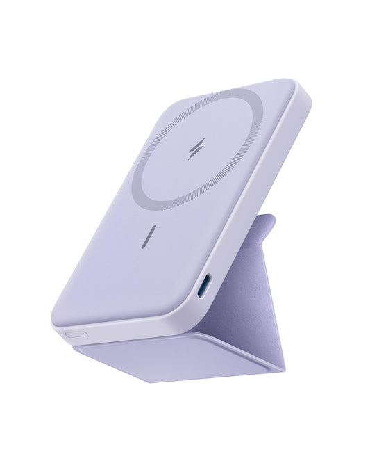 Batería Portátil Anker Púrpura Magnética con Soporte y USB-C para iPhone 15/14/13
