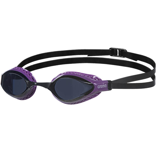 ARENA - anteojos de natación Unisex para Adultos, con Velocidad de Aire, antivaho, para Hombres y Mujeres, tecnología Especial de Sellado de Aire, sin Fugas, Lente sin Espejo, Humo Oscuro/Morado