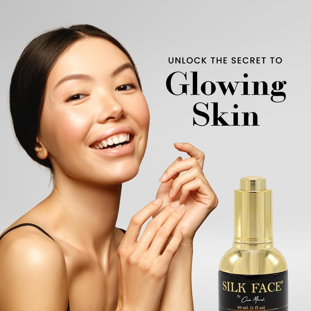 Elixir SILK FACE Serum by Coco March - PURE SILK Extracts - Quickly Reduces Fine Lines - Evens out Skin Tone, Luxurious Illumination Visible from the first application 1 fl oz.