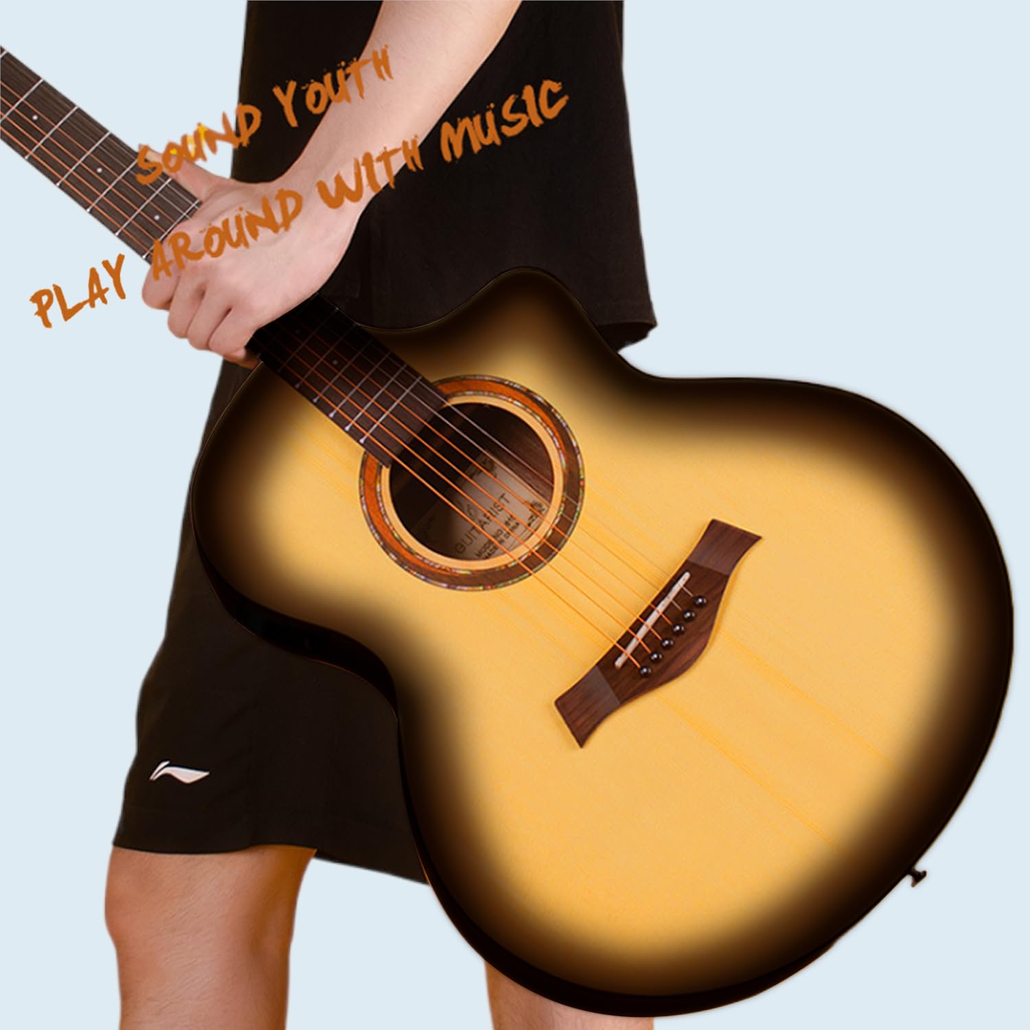 NOVAKA Guitarra Acústica, Guitarra Electroacústica de 38 Pulgadas, Transmisión de Sonido Natural, Moderno, para Principiantes, Niños y Adultos (Sunset Red)