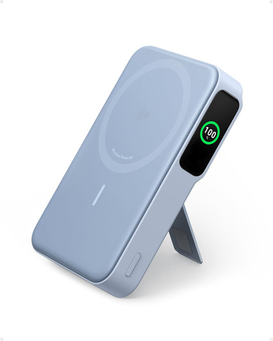 Powerbank Anker MagGo Negro Certificado Qi2 Carga Ultrarápida 15W Compatible con MagSafe 10000mAh Pantalla Inteligente y Soporte Plegable para iPhone 15/14/13/12