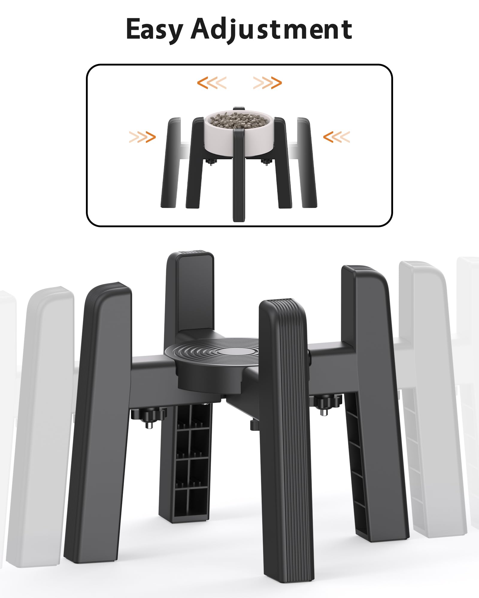 CZPET - Soporte para tazón para perros con ancho ajustable, tazón elevado para agua y comida para mascotas pequeñas, medianas y grandes, estable y antideslizante