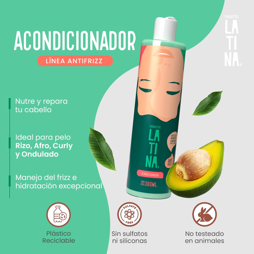 LATINA® | Acondicionador Anti Frizz Cabello | Crema para Peinar Repara y Proteje - Activador de Rizos | Belleza Mujer - Complementar con Tratamiento para Cabello Maltratado