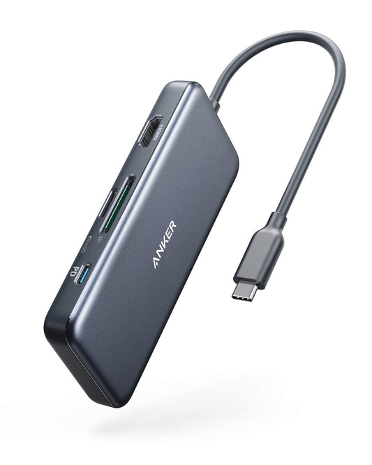 Hub USB C Anker Gris con HDMI 4K y Carga de 100 W para MacBook y XPS