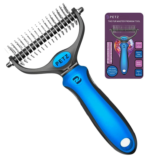 BPETZ Rastrillo Deslanador y Cepillo para Perros y Gatos, Herramienta Premium Antimuda para Estilizado, Reducción de Pelo Suelto, Desenredado, Anti-Nudos y Masaje, Ideal para Pelajes Largos, Doble y Ásperos