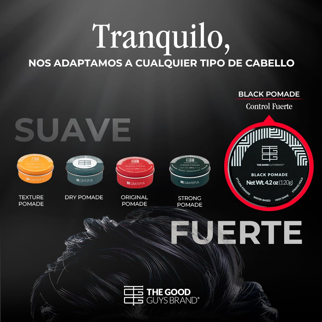 Cera para Cabello Hombre 120gr - Black Pomade | Cera con Color para Cubrir Canas | Fijación Fuerte y Brillo | Aroma Madera | Fácil de Aplicar | THE GOOD GUYS BRAND