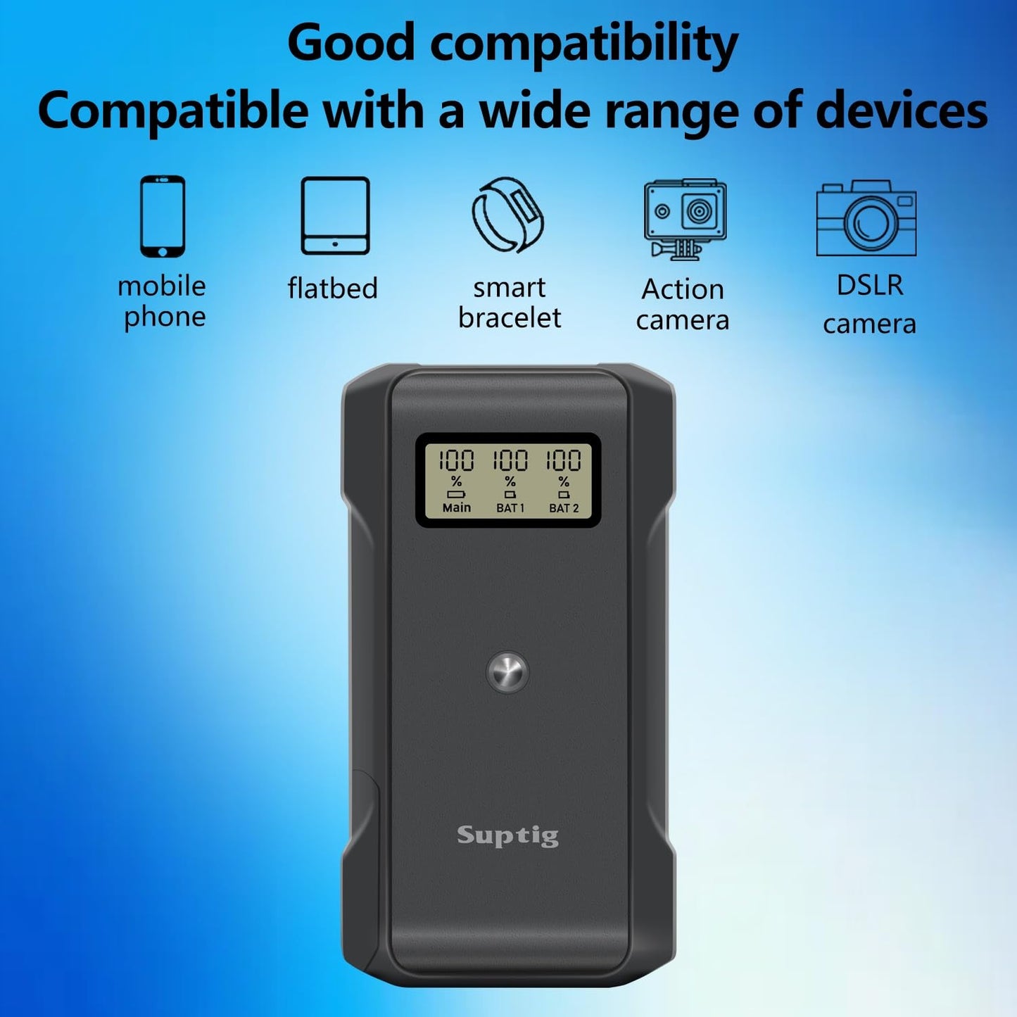 Power Bank Suptig Negro con Caja de Cargador Compatible con GoPro Hero 12 11 10 9 8 7 6 5