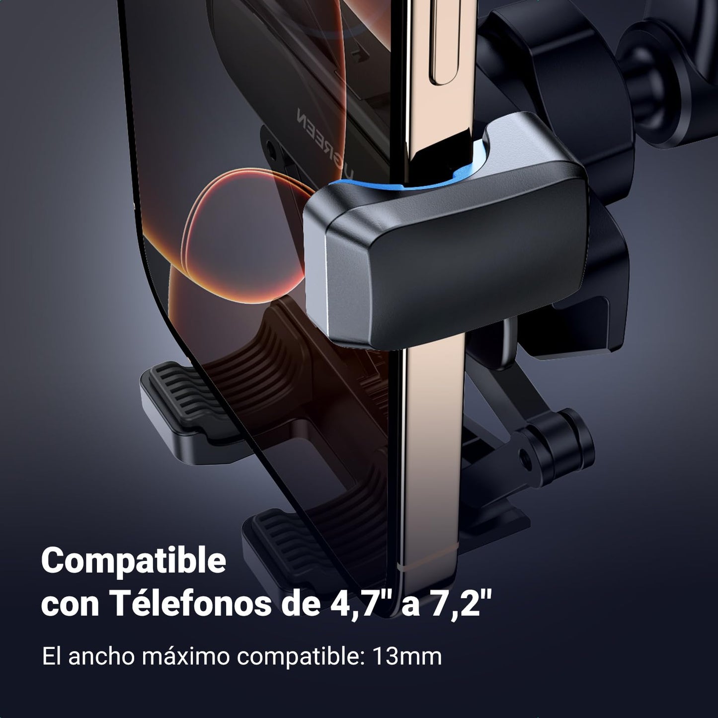 Soporte Celular Automóvil UGREEN Giratoria 360° Gancho Metálico para iPhone y Galaxy