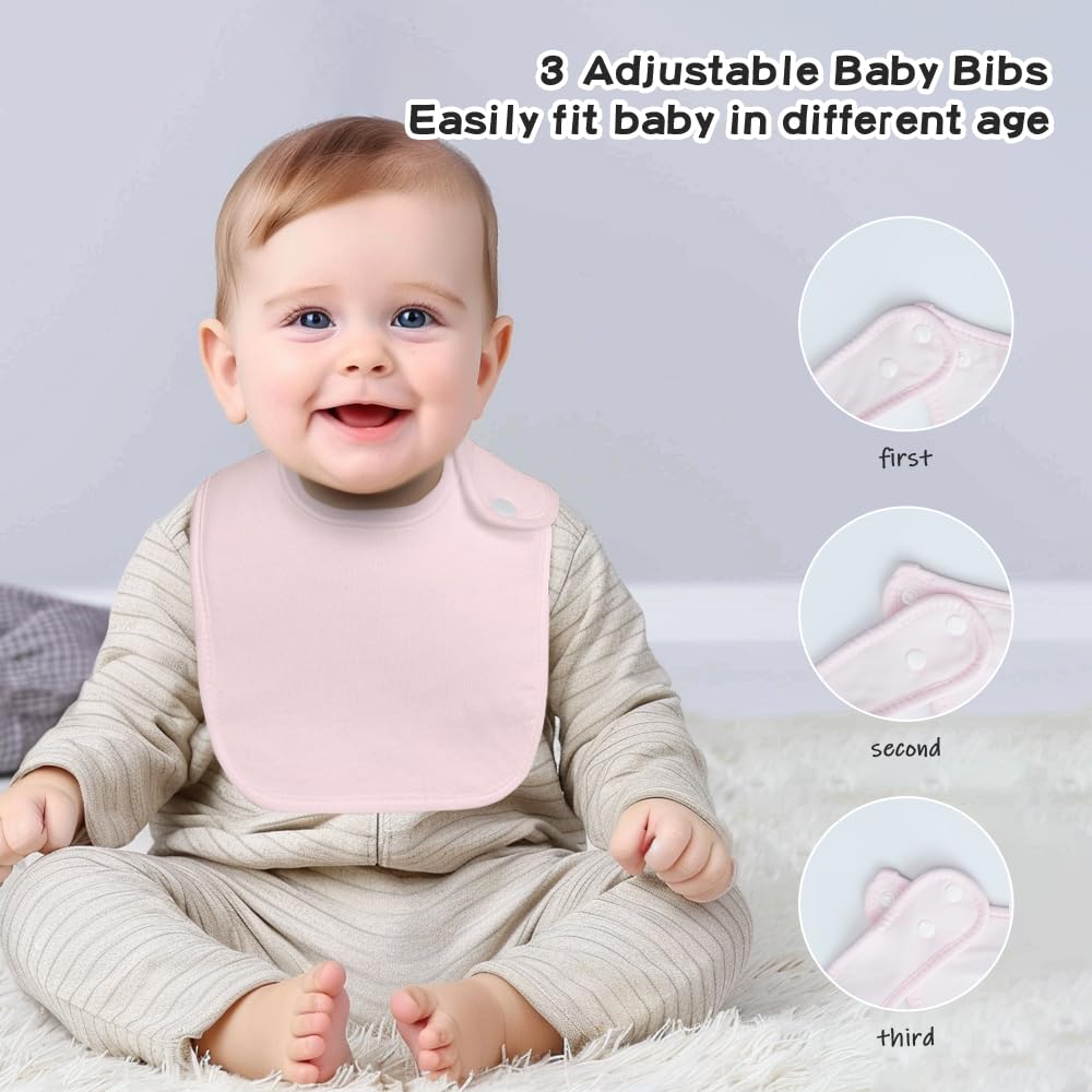 lazyrhino 8 unidades de baberos para bebé unisex ajustables con broches, baberos ultra suaves absorbentes para dentición, para niños y niñas (multi)