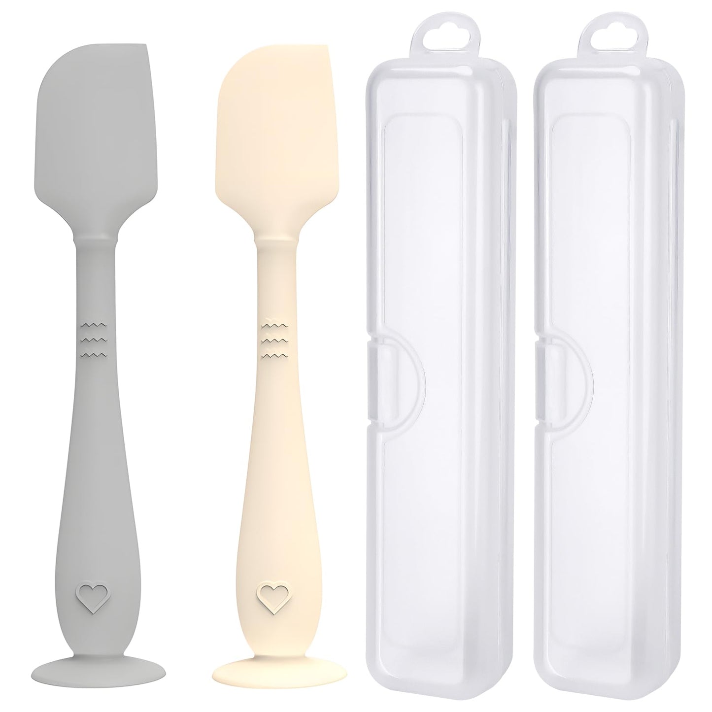 YENLNI Espátula para crema de pañal (2 unidades) con estuche de viaje higiénico, base de succión para crema de pañal, aplicador de silicona suave para la dermatitis del pañal, tamaño grande (gris y bl