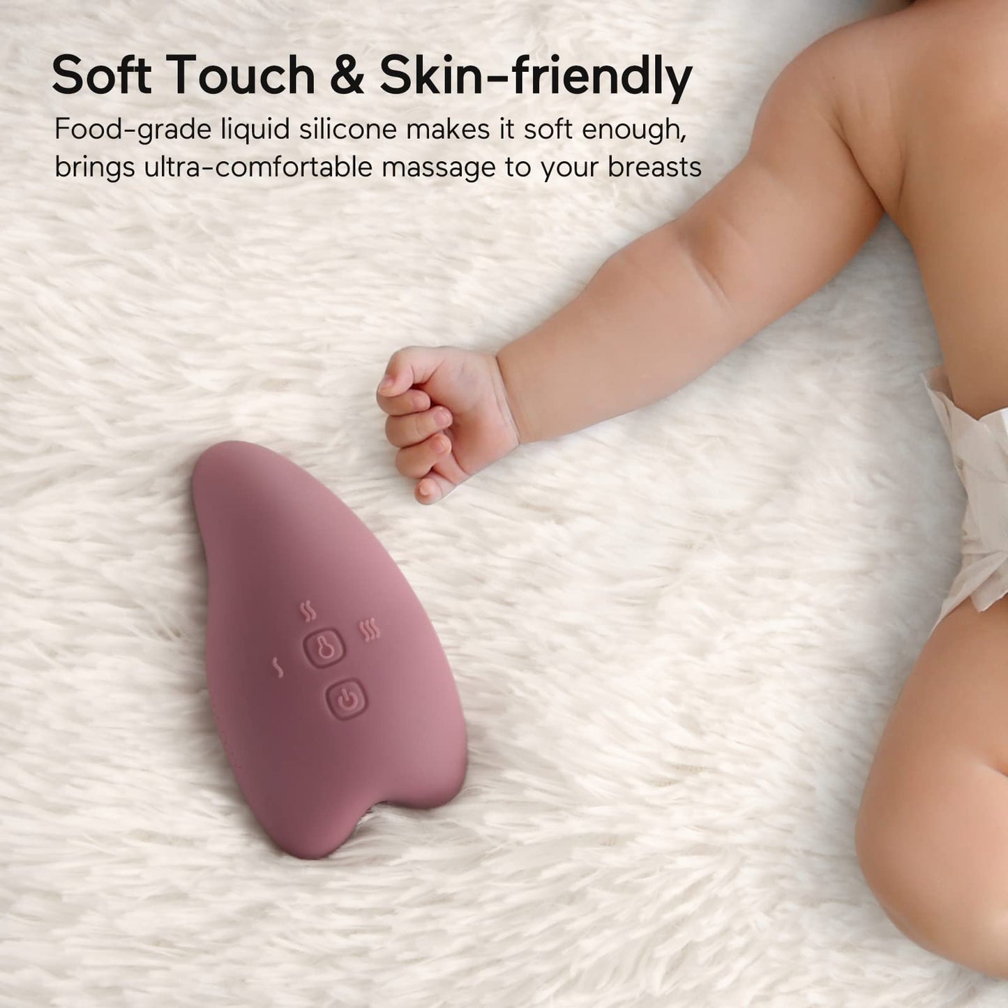 Masajeador de lactancia con calentamiento Momcozy 2 en 1, masajeador de senos suave para amamantar, calor + vibración ajustable para conductos obstruidos, mejora el flujo de leche, congestión