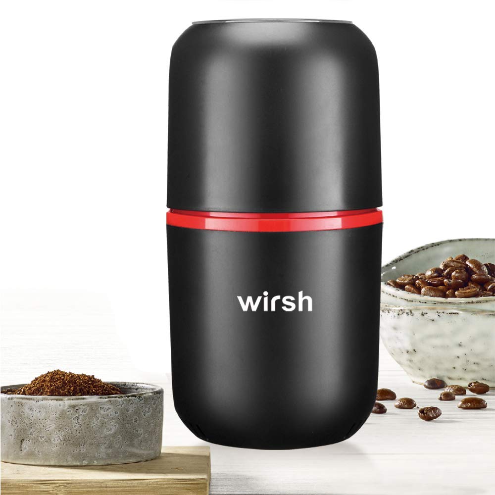 Molinillo Eléctrico de Café y Especias Wirsh Negro con Cuchillas de Acero Inoxidable