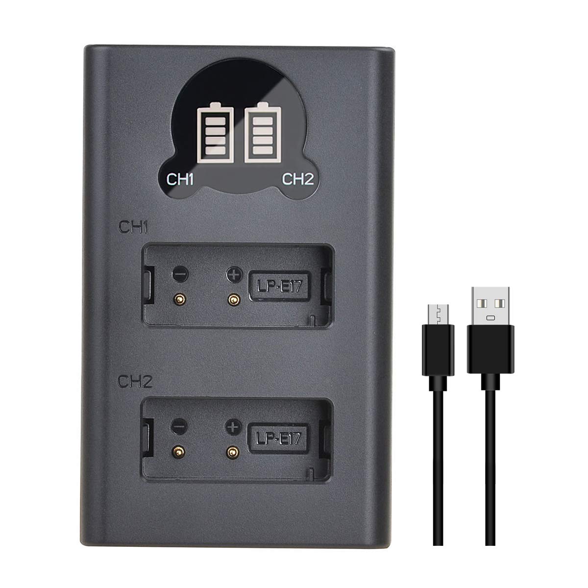 Batmax - Paquete de 2 baterías LP-E17 + cargador LED para Canon EOS Rebel SL2 SL3 T6i T6s T7i, EOS M5 M3 M6, M6 mark2, 77D 200D 250D 750D 760D 800D 8000D RP cámara réflex digital
