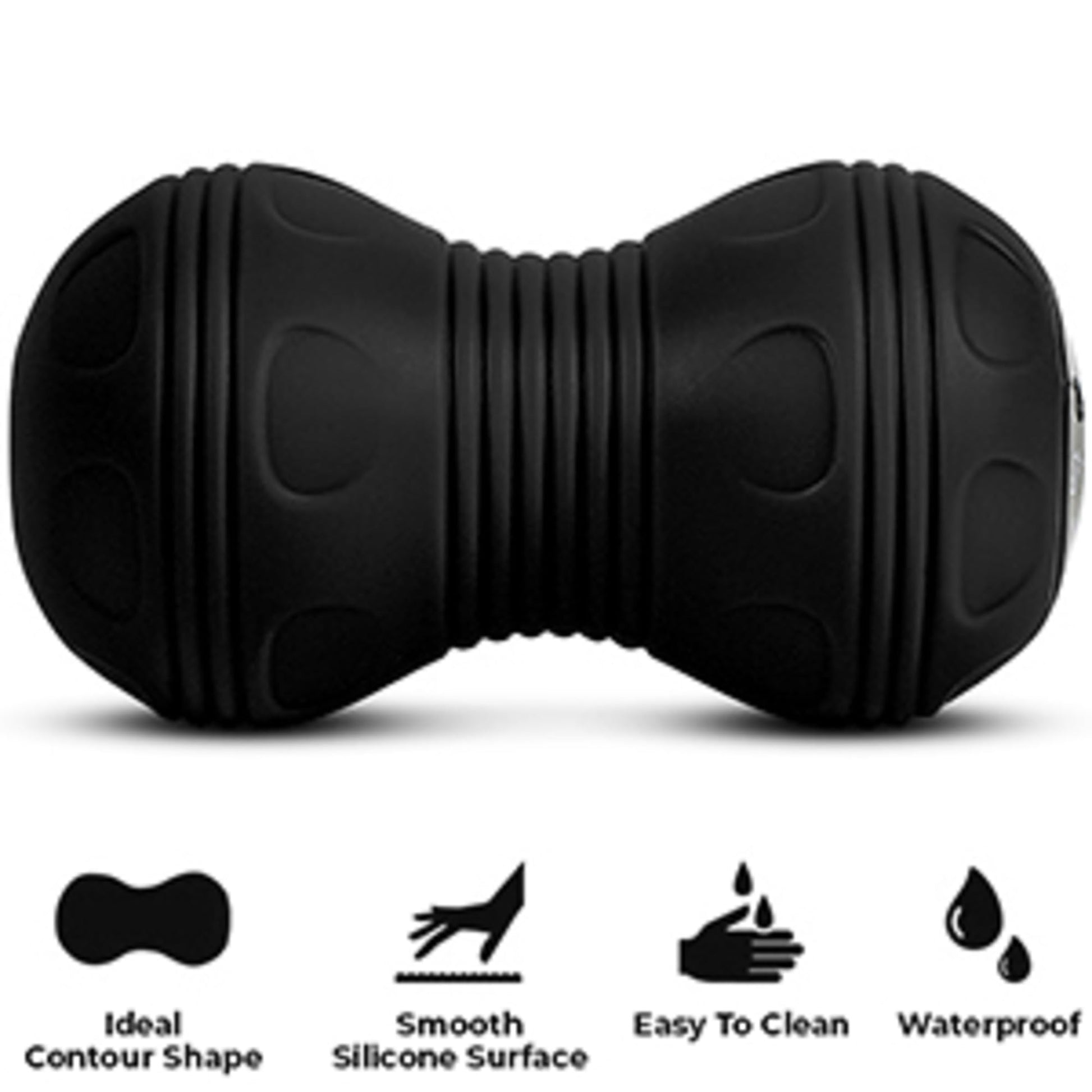 Bola de masaje de cacahuete vibrante profesional – terapia de punto de activación de tela profundo, liberación miofascial – portátil, inalámbrico, 4 niveles de intensidad, doble bola de lacrosse masajeador vibración, color negro