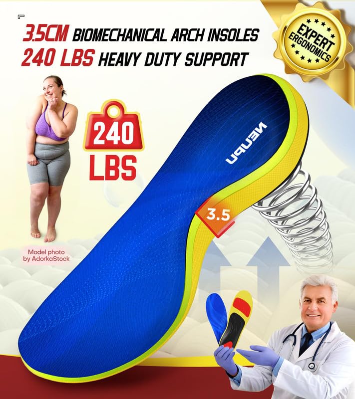 Plantillas NEUPU Espuma Viscoelástica para Fascitis Plantar con Soporte de Arco Alto para Hombres y Mujeres