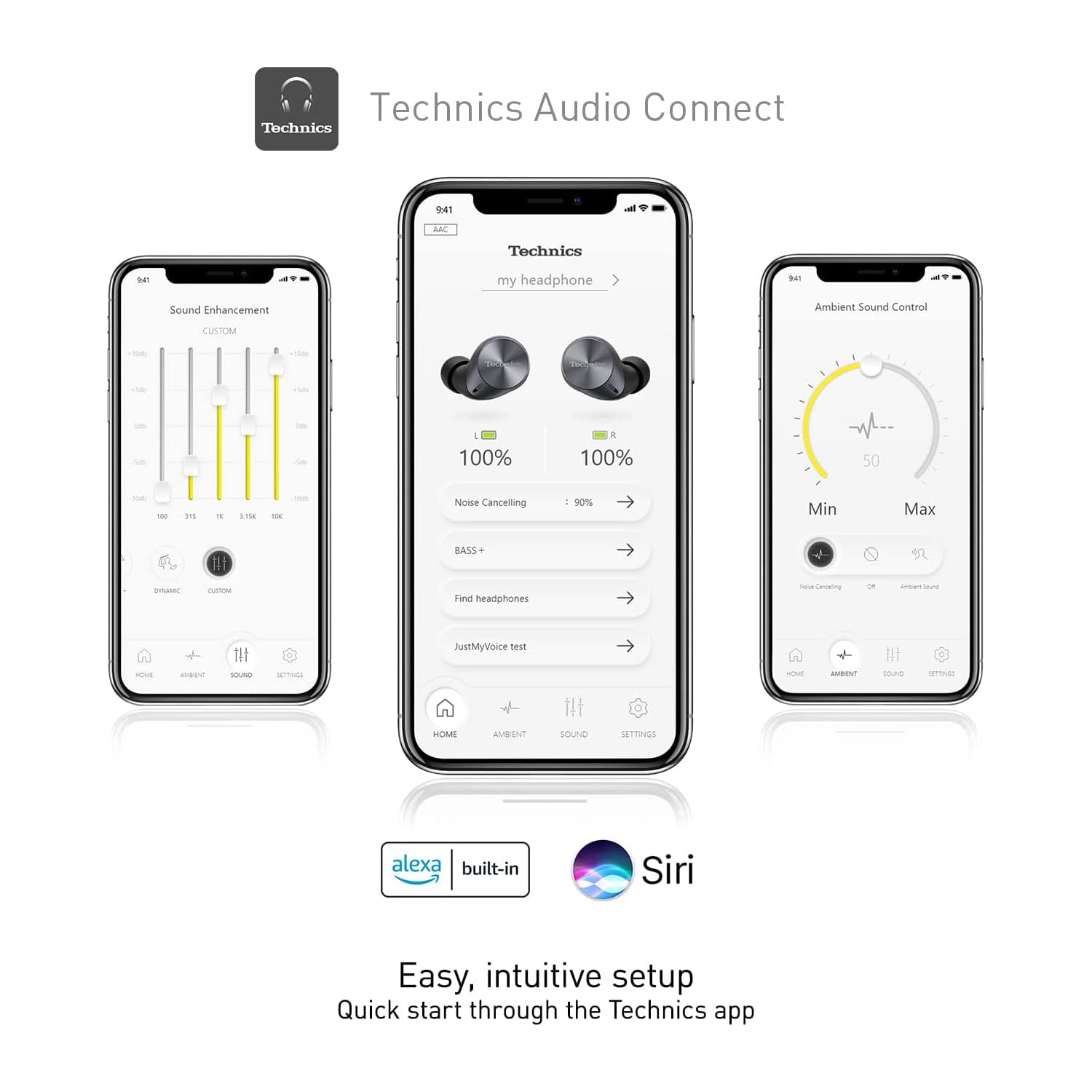 Technics Audífonos de inserción inalámbricos con Advanced Noise Cancelling, audífonos con Bluetooth de Alta fidelidad, conectividad Multipunto, Gran Calidad de Llamada con JustMyVoice - EAH-AZ60-K