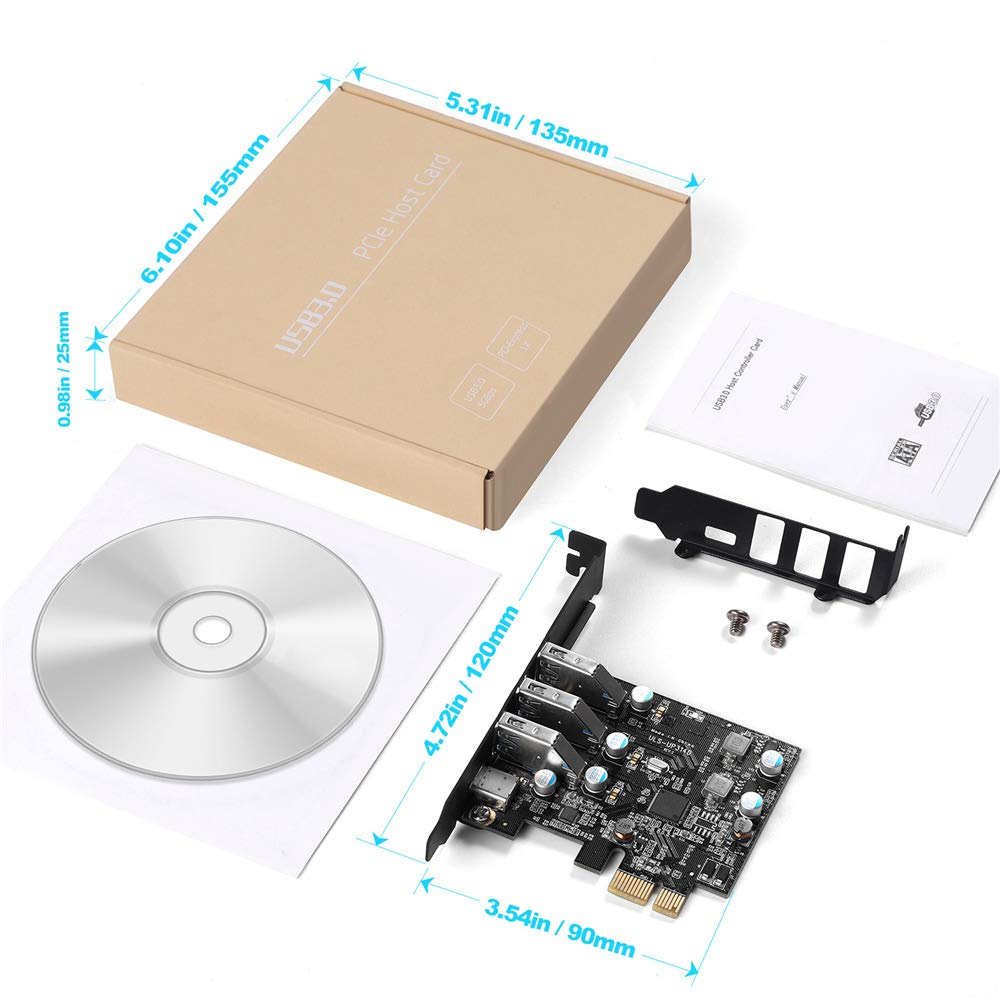 Tarjeta de Expansión USB PCIe 3.0 YEELIYA 4 Puertos USB-C y Tipo A con Soporte de Perfil bajo