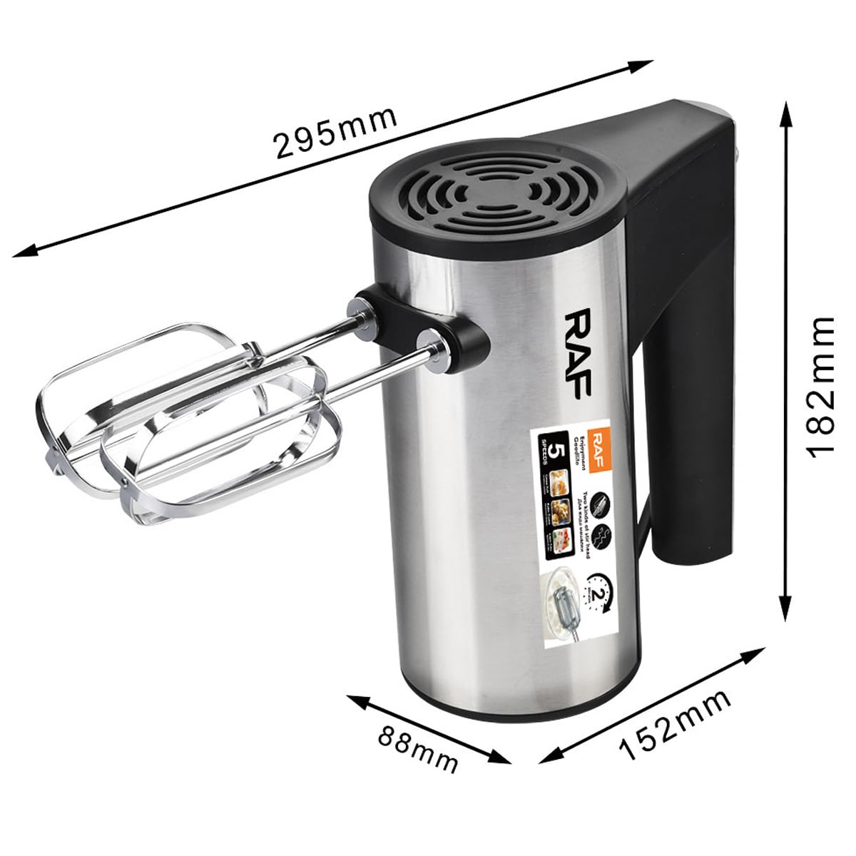 Batidora de Mano Inmersion 5 Velocidades con Accesorios 800w Portatil,Batidora Eléctrica, Amasadora, Mezcladora turb, Aspas Intercambiables