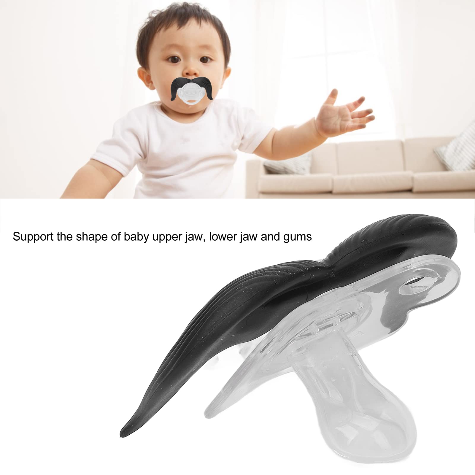 Chupete para bebé, Chupete de Noche, Chupete Divertido para bebé, Chupete de Silicona Suave Divertido para Barba Larga, Herramienta de Ortodoncia para Masticar Infantil
