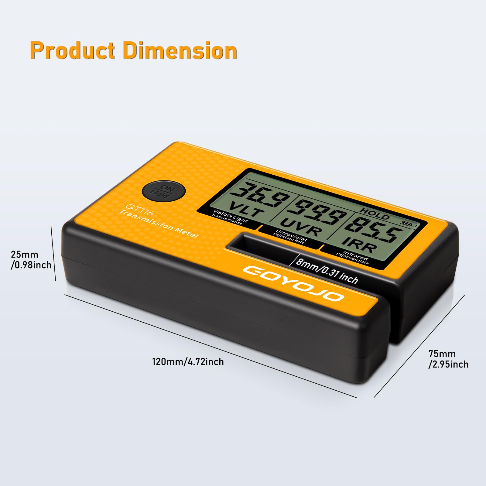 Medidor de Tinte Labs Automotriz Digital de Ventanas Laterales con Calibración Automática y Detección 3 en 1 VL Película Solar