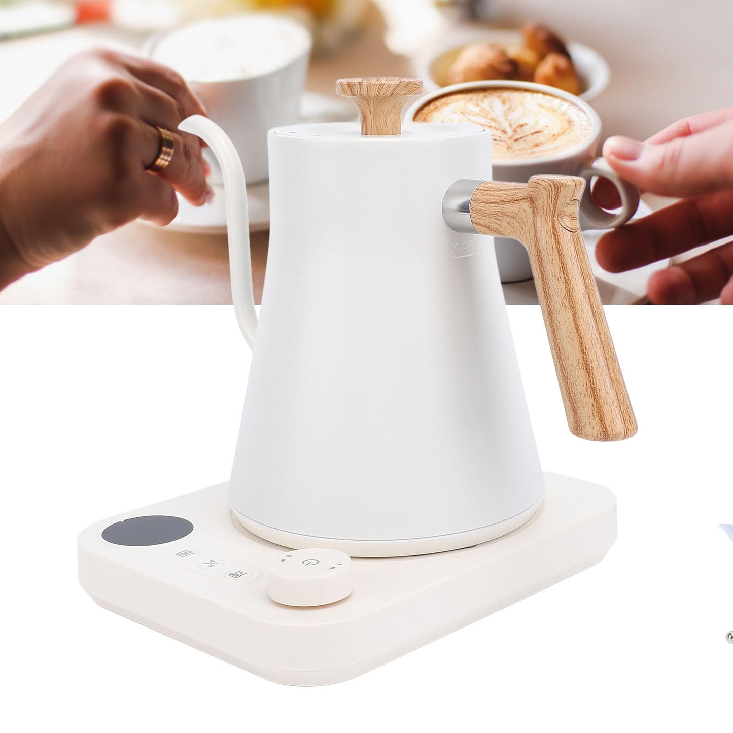 Hervidor Eléctrico de Cuello de Cisne con Pantalla LED, Control de Temperatura Variable, 0,8 L, Compatible con Alexa, Acero Inoxidable para Verter café, hervidor de café eléctrico de cuello de cisne