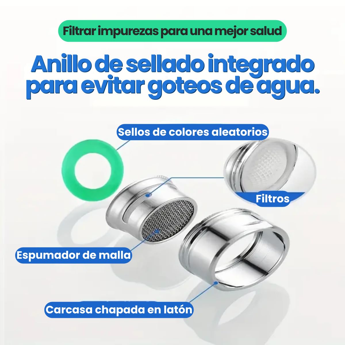 Filtro Aireador de Grifo VERALY.MX Latón Ahorro de Agua Roscas Macho Repuesto Estándar