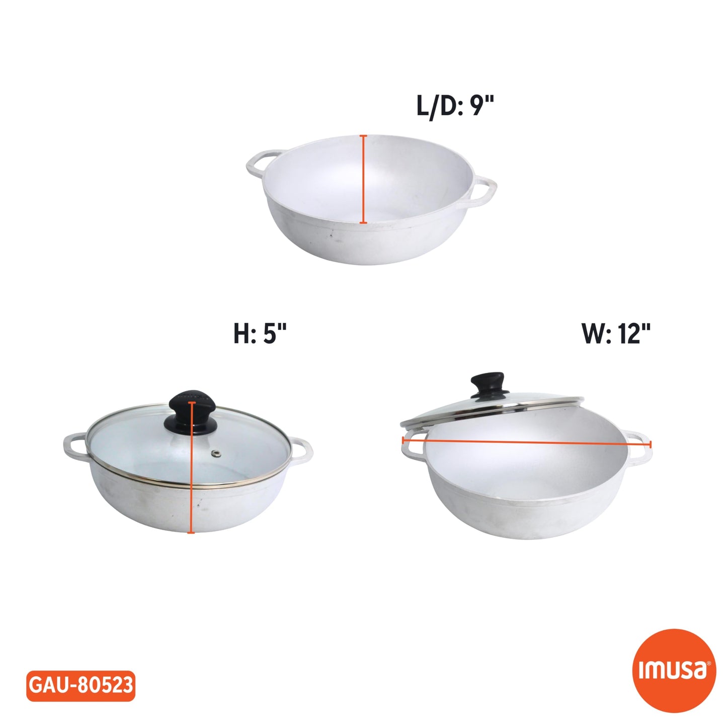 IMUSA Caldero básico de 2,6 cuartos con tapa de vidrio, 22 cm