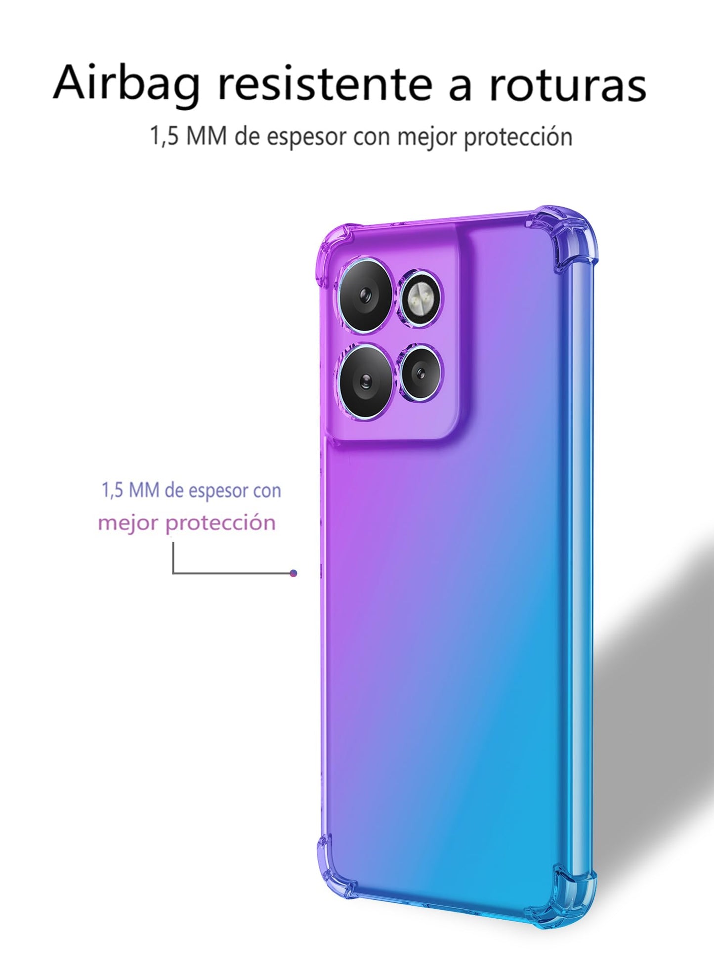 DABUNA Funda para Motorola Moto G75 5G Case Uso Rudo,Transparente Colores Degradados Protectora de Cámara Anticaída Carcasa Bumper(Púrpura Azul)