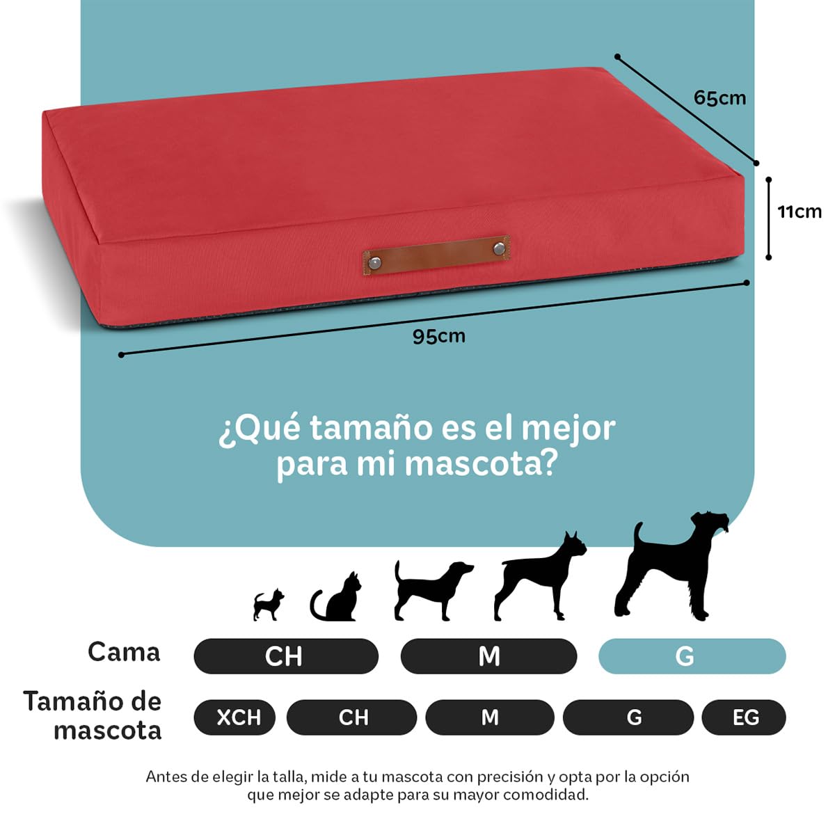 Cama Antiestrés de Foam Esquimal Rojo para Perro y Gato Grande Lavable