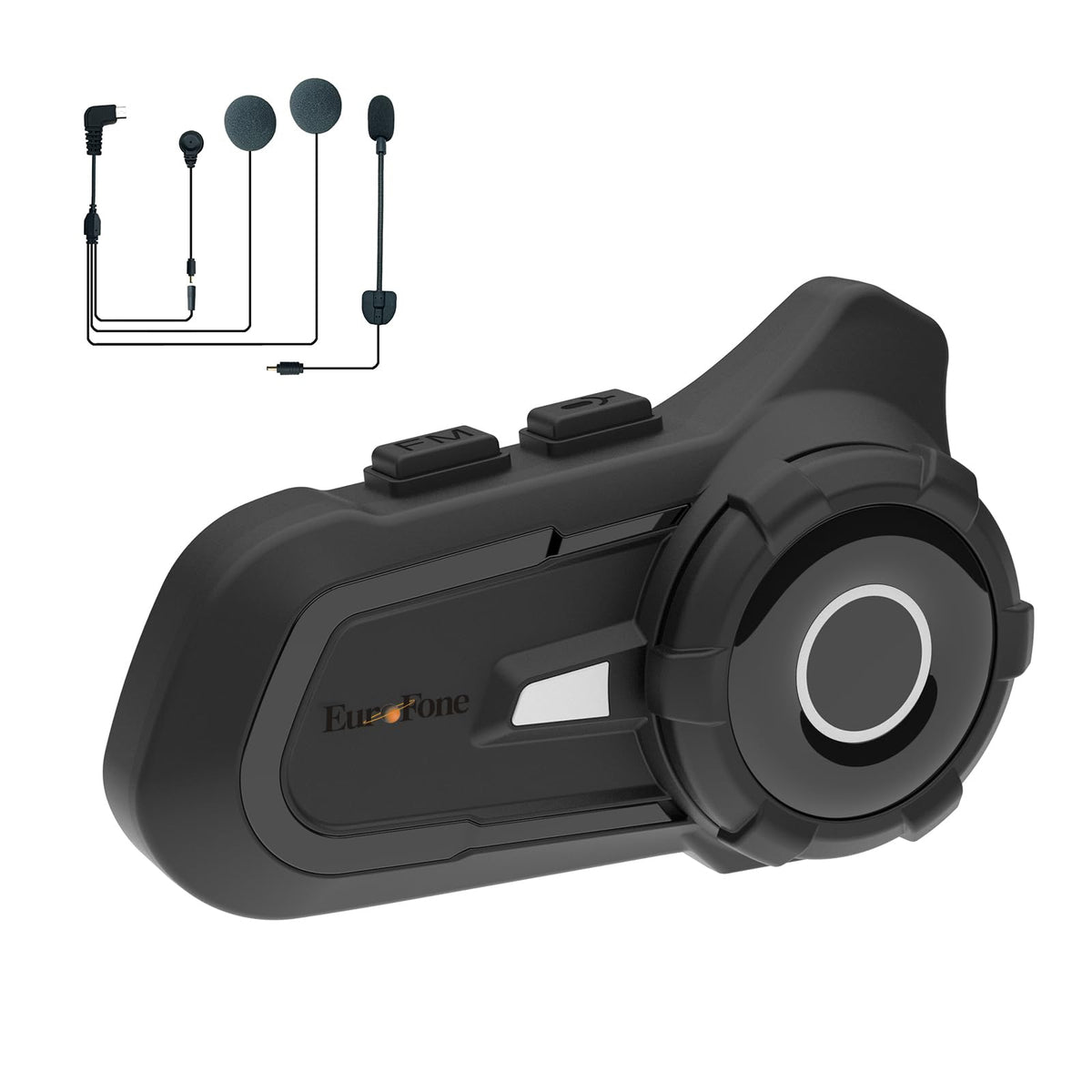 Intercomunicador para Motos EuroFone S2 Negro con Comunicación de 800m y Control de Música para Hombre
