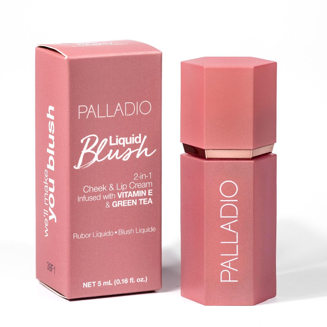 Palladio Rubor Líquido para Mejillas y Labios 2 en 1 Maquillaje, Rubor Facial, Fórmula Liviana en Crema, Resistente a Manchas, Rubor Pigmentado de Larga Duración, Acabado Radiante, Dainty