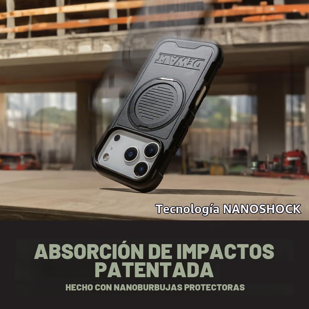 Funda Protectora iPhone 17 Air DEWALT Negro con Soporte Magnético para Hombre