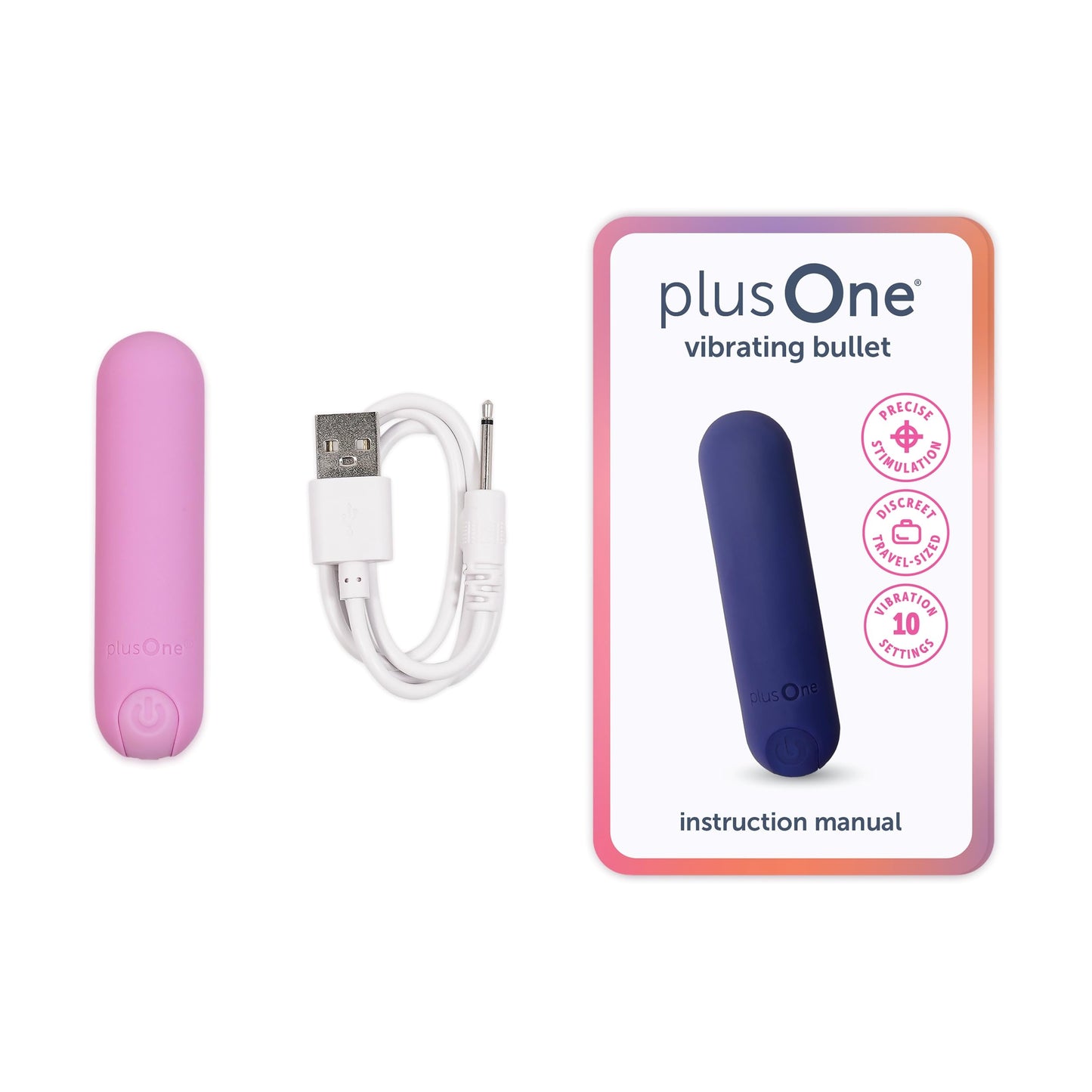 Vibrador Bala plusOne Rosa Silicona BodySafe Impermeable Recargable para Mujer