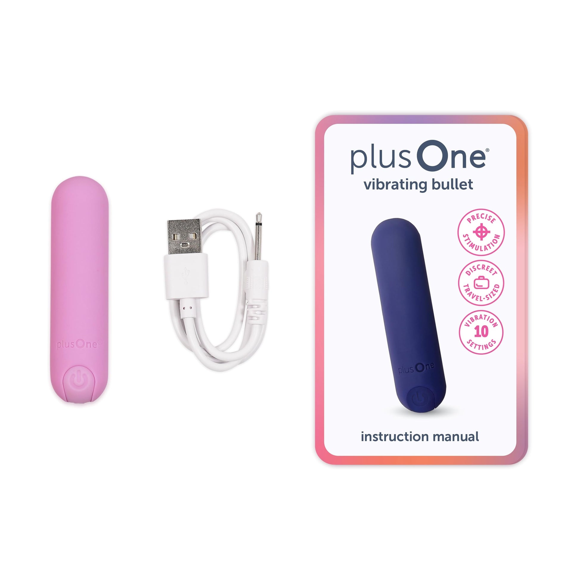 Vibrador Bala plusOne Rosa Silicona BodySafe Impermeable Recargable para Mujer