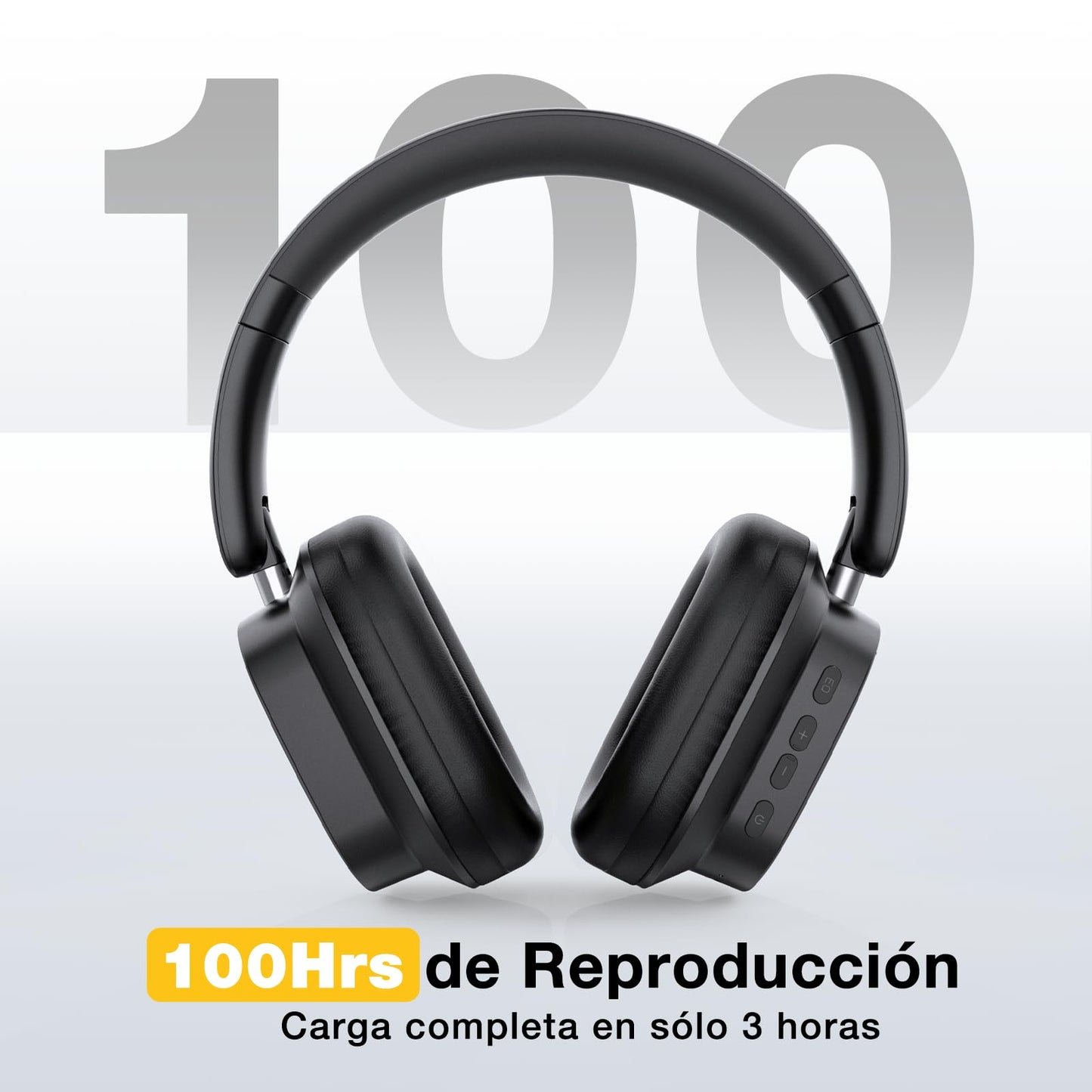 Audífonos Inalámbricos 1 Hora Negro con 100Hrs de Reproducción y 3 EQ Modos Musical Plegables Bluetooth 5.3
