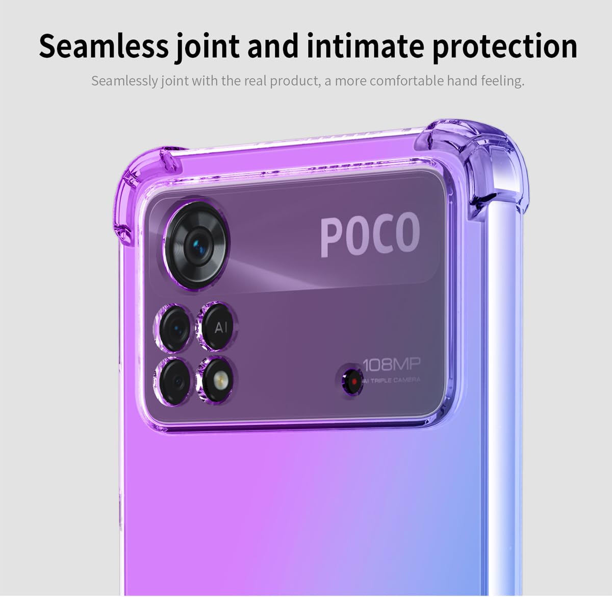 DABUNA Funda para Xiaomi Poco X4 Pro 5G Case Uso Rudo,Transparente Colores Degradados Protectora de Cámara Anticaída Carcasa Bumper(Púrpura Azul)